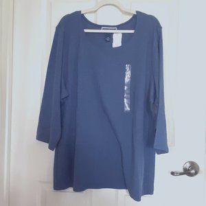 Karen Scott 3/4 sleeve T shirt, new with tags, very soft!  Size women's 3x; blue